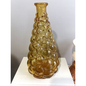 Vintage Amber Empoli Honeycomb Bottle